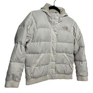 The North Face Down Filled Hooded Puffer Jacket Ivory Gil's Size Large